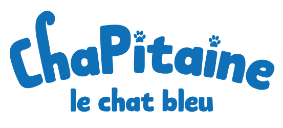 Logo bleu complet Chapitaine le chat bleu